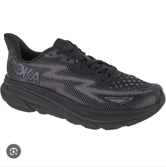 Hoka One One Clifton 9 Black and Gray Athletic Shoes 🖤🩶 - Picture 1 of 9